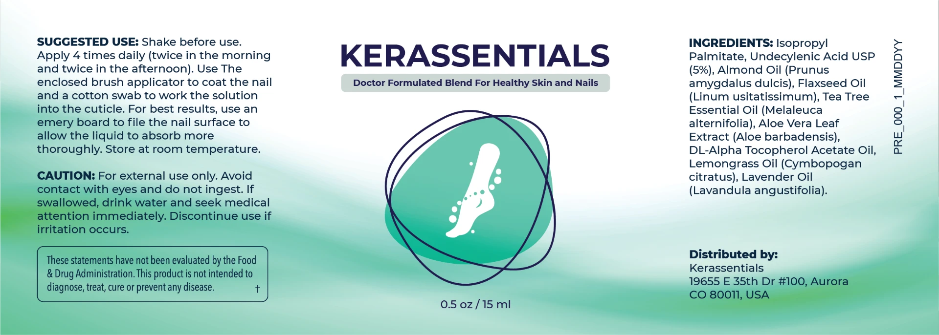 Kerassentials label showing suggested use, caution and full ingredients list