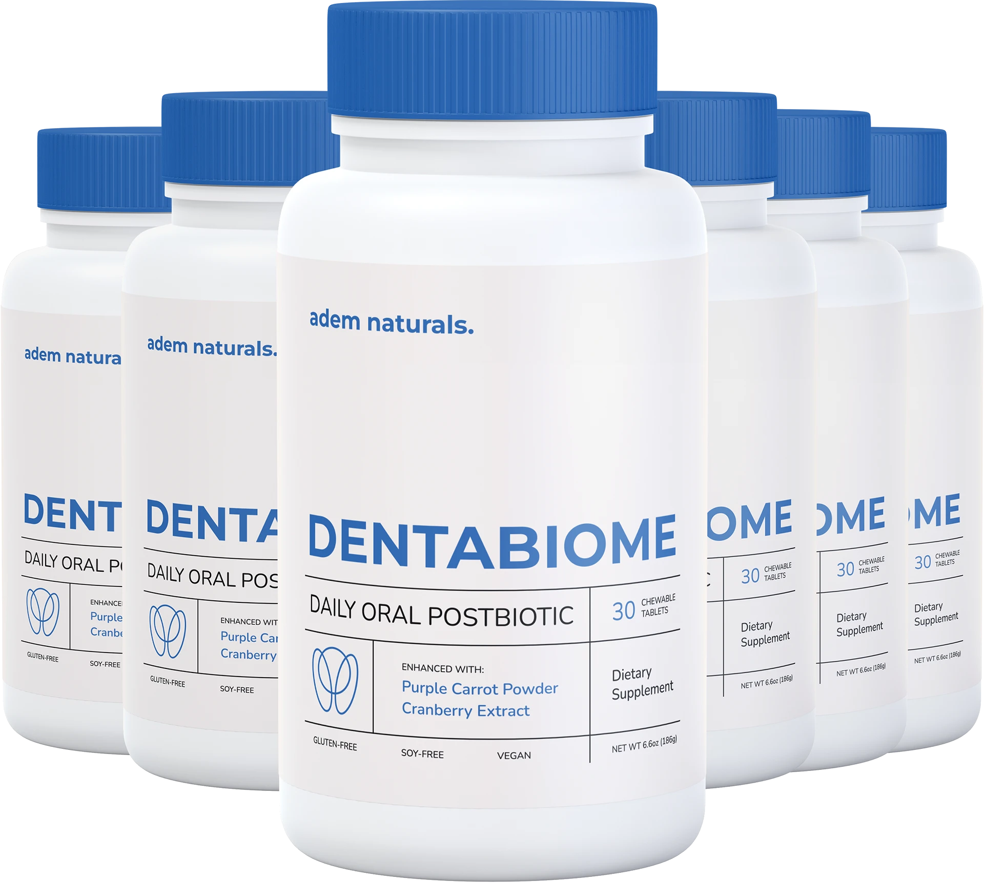 Dentabiome six bottle bundle of daily oral postbiotic chewable tablets